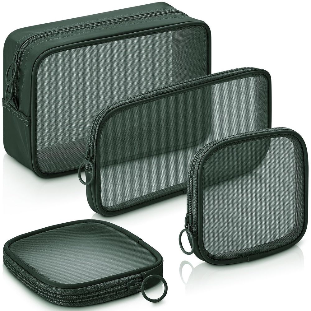 4 Pcs Mesh Makeup Bag Mesh Cosmetic Bag Travel Toiletry Pouch With Zipper Mini😊